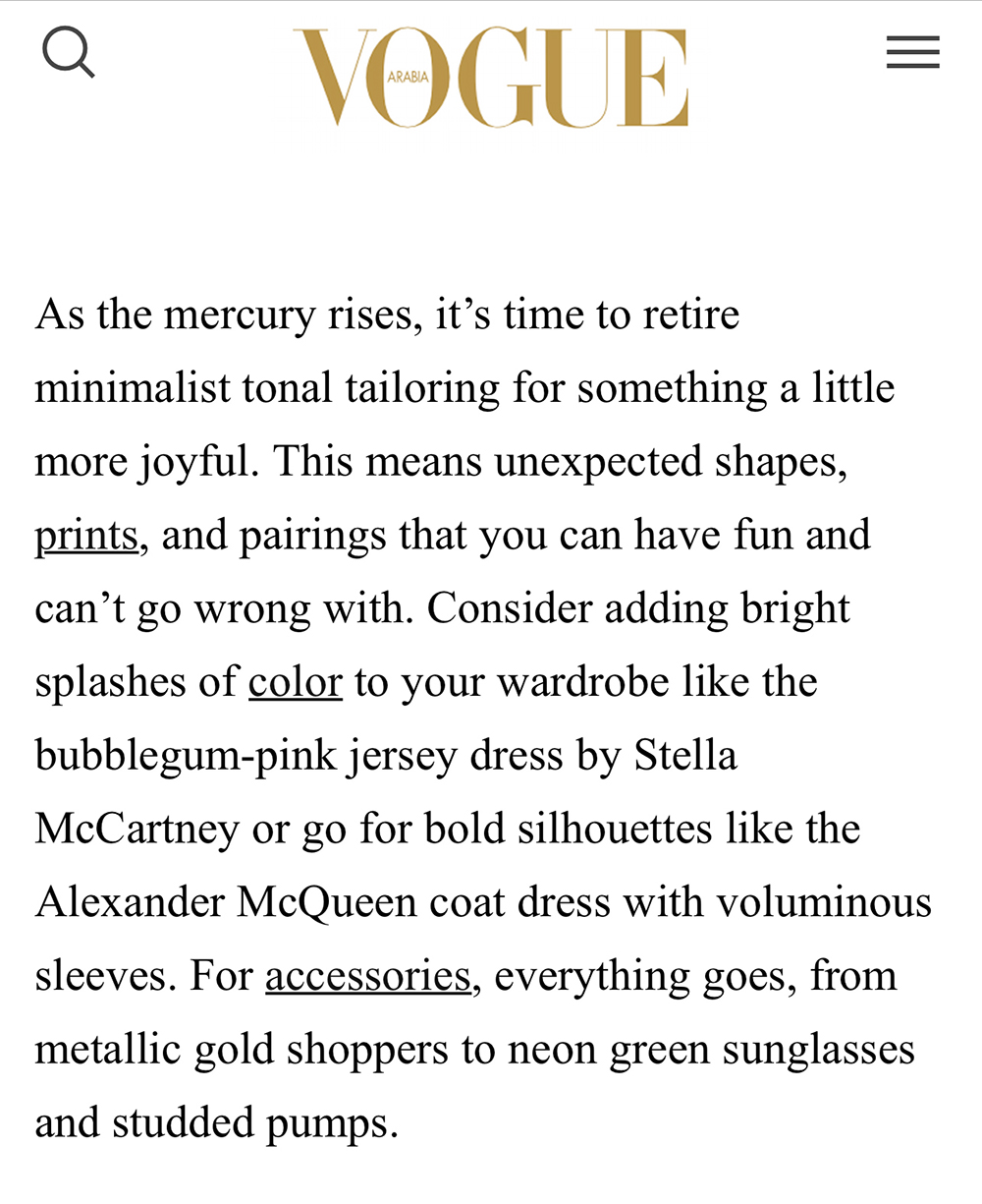 Vogue Arabia - 10 pieces to nail joyful dressing for day this summer