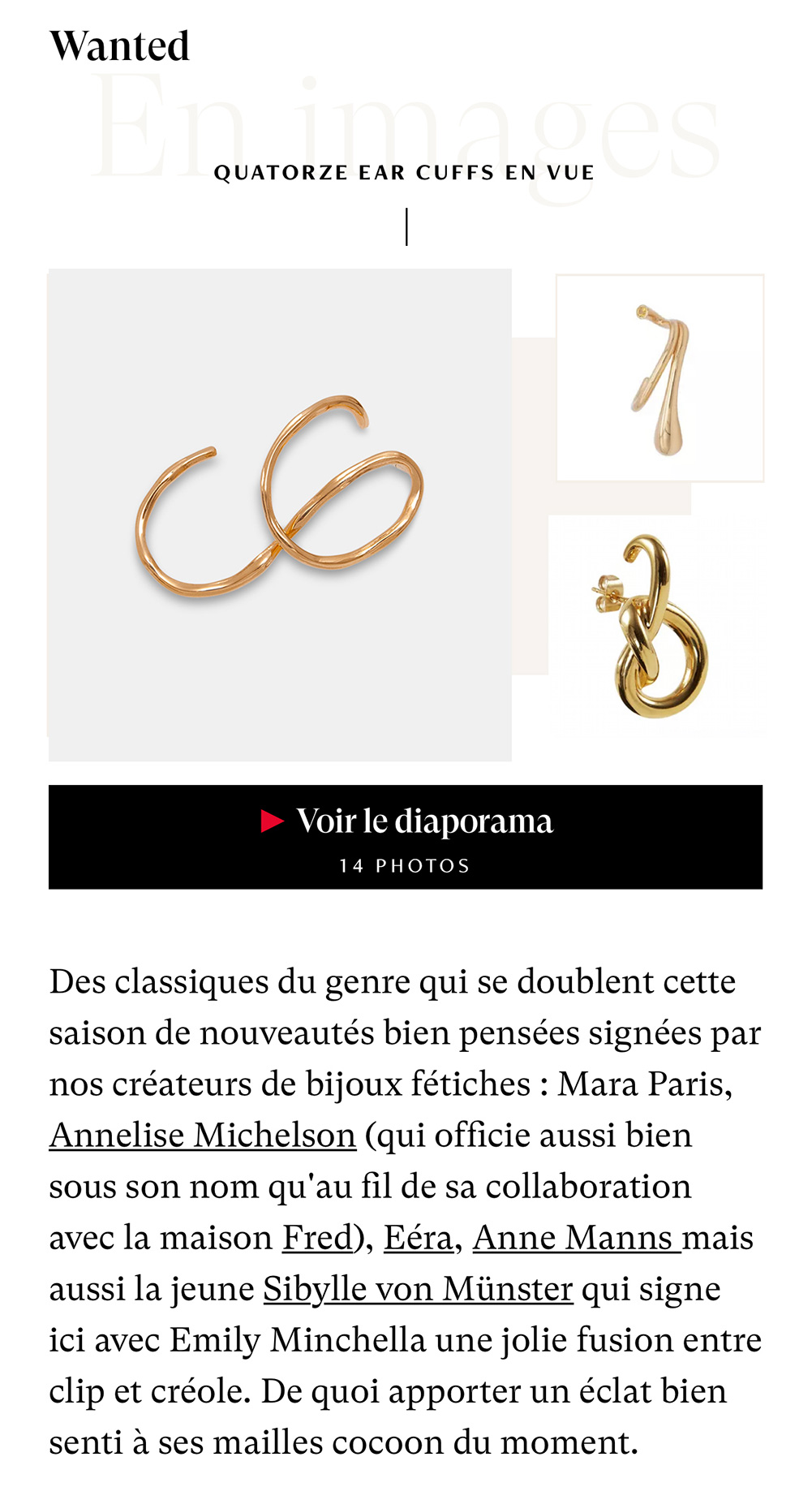 Madame Figaro - Fourteen ear cuffs to add a golden glow to your fall look