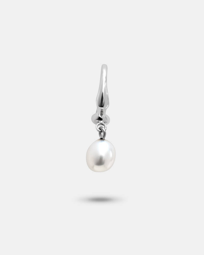 Hope Hoop Earrings With White Freshwater Pearl Drop