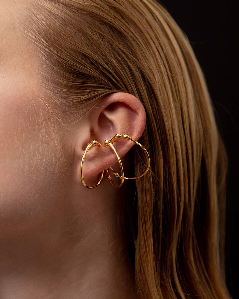 Hope Triple Hoop Ear Cuff in Gold Vermeil
