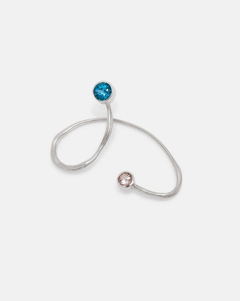 Oksa Ear Cuff with London Topaz and Morganite