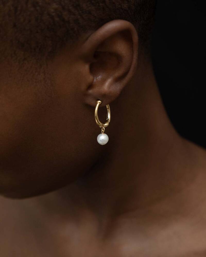 Hope Hoop Earrings in Gold Vermeil With White Pearl