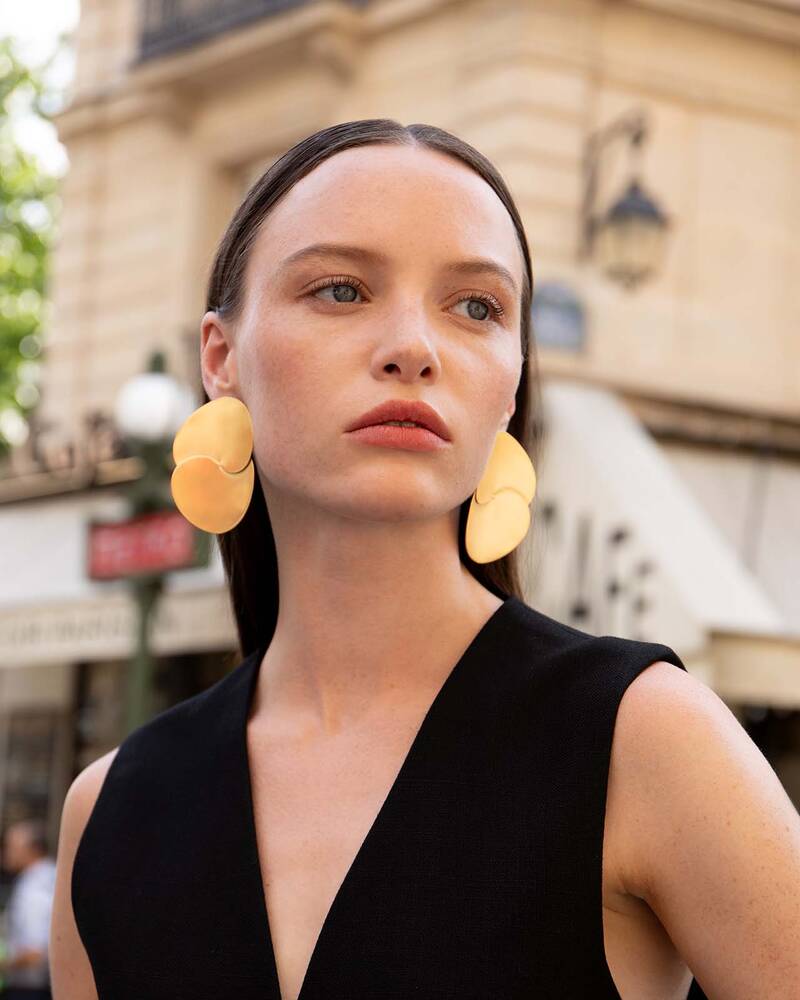 Eucalyptus Earrings Satin Finish, Gold Plated
