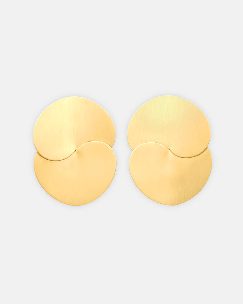 Eucalyptus Earrings Satin Finish, Gold Plated