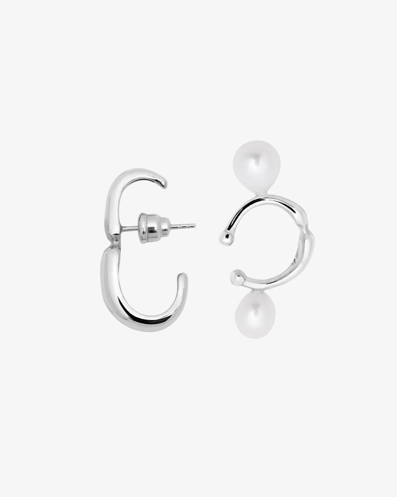 Hope Huggie Earring and Hope Pearl Ear Cuff Set