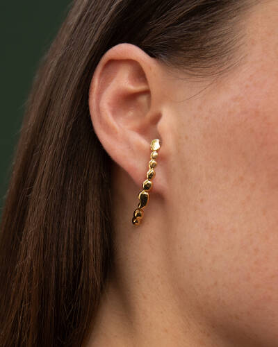Memories Huggie Earrings in 18K Solid Gold