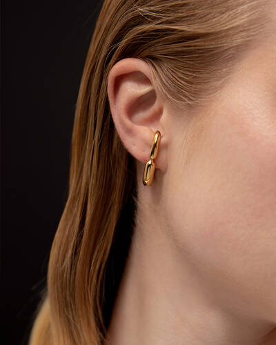 Hope Huggie Earrings in Gold Vermeil