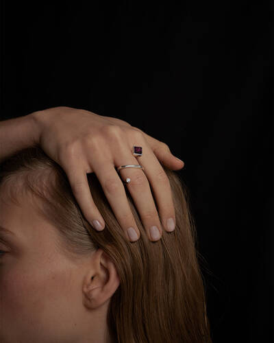Mies Ring with Rhodolite