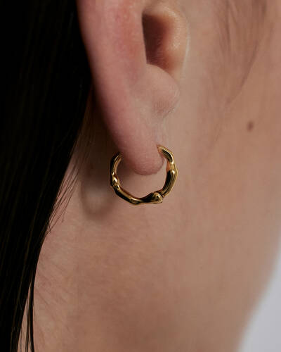Night Dream Mini Hinged Hoops in 18K Solid Gold