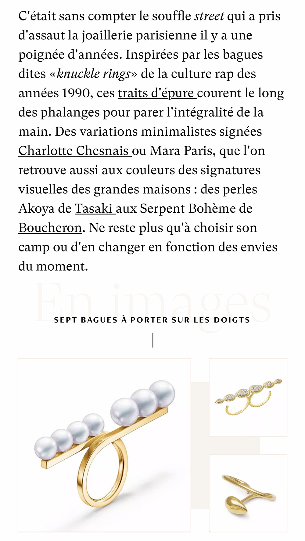 Madame Figaro - Between the fingers or on top of the hand: Ultimate competition of graphic rings